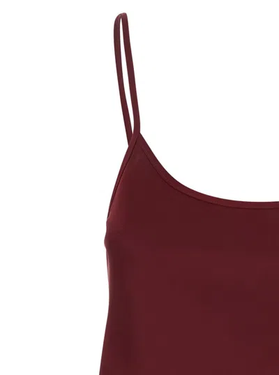Plain Bordeaux Top With Spaghetti Straps In Satin Woman In Red