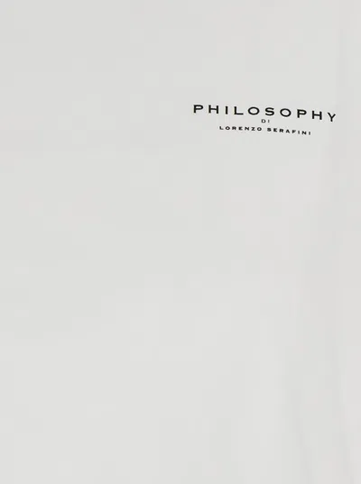 Philosophy Di Lorenzo Serafini White Cropped T-shirt With Maxi Logo Printed On The Back In Cotton Woman In White
