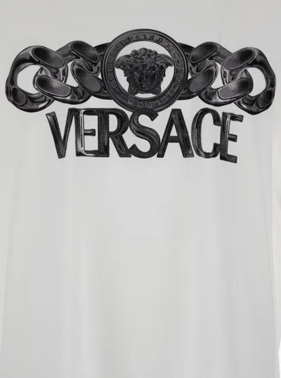 Versace White T-shirt With Medusa Head Logo Print On The Front In White