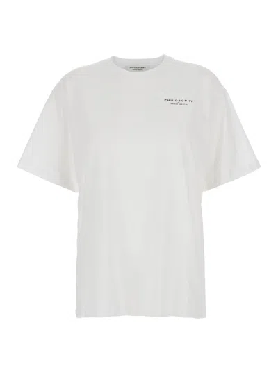 Philosophy Di Lorenzo Serafini White T-shirt With Maxi Logo Printed On The Back In Cotton Woman In White