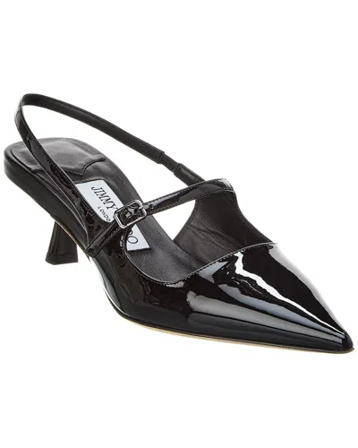 Jimmy Choo Patent Leather Slingback With Back Monogram In Black