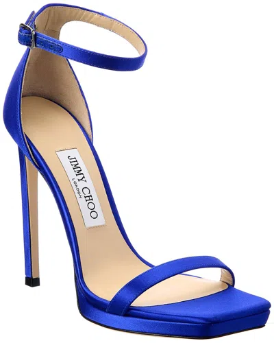 Jimmy Choo Alva Silk Ankle-strap Sandals In Blue