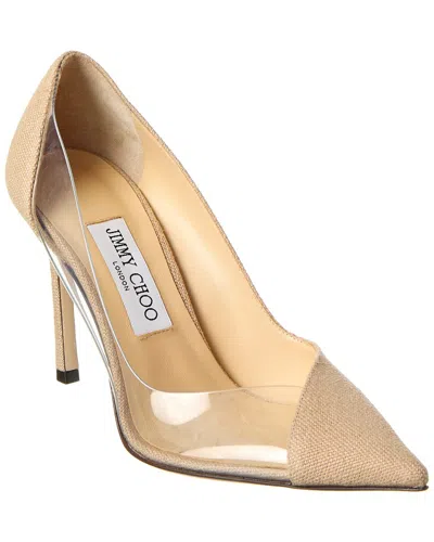Jimmy Choo Cass 75 Linen & Vinyl Pump In Pink