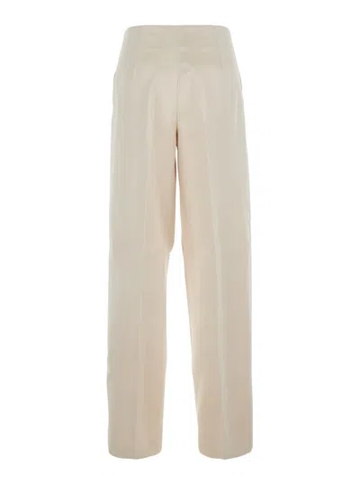 Philosophy Di Lorenzo Serafini White Wide Leg Pants With Tailored Pleats In Acetate Fabric Woman In White