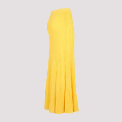 Gabriela Hearst Eula Ribbed And Pointelle-knit Merino Wool Maxi Skirt In Yellow