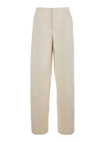 Philosophy Di Lorenzo Serafini White Wide Leg Pants With Tailored Pleats In Acetate Fabric Woman In White
