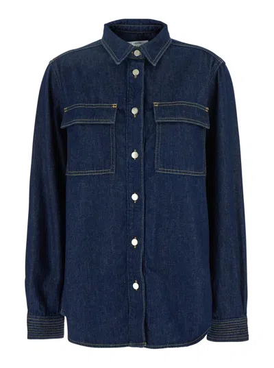 Frame The Trapunto Denim Overshirt In Blue