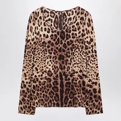 Dolce & Gabbana Dolce&gabbana Silk Blend Leopard Print T-shirt Women In Print