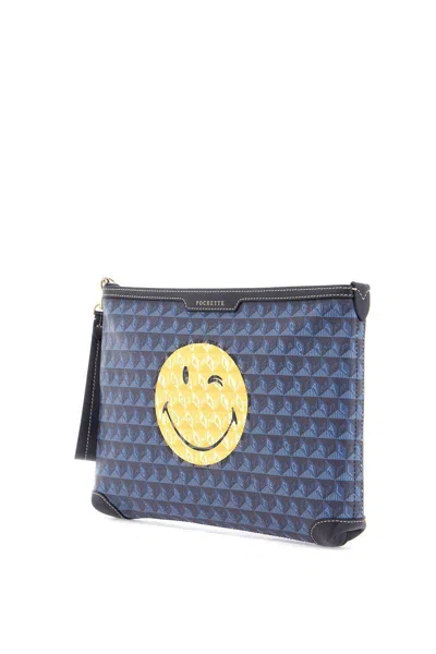 Shop Anya Hindmarch I Am A Plastic Bag Eyes Pochette In Blue