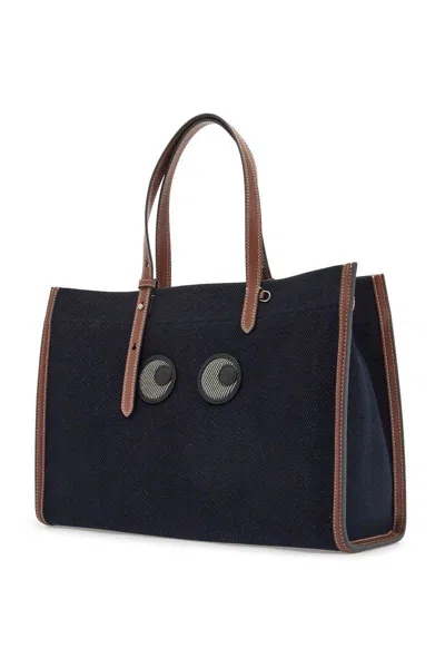 Anya Hindmarch Stitched Handles Rectangular Tote Bag In Blue
