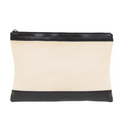 Pre-owned Balenciaga Navy Pouch Beige Canvas Clutch Bag ()