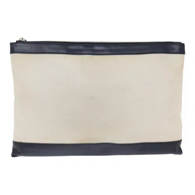 Pre-owned Balenciaga Navy White Canvas Clutch Bag ()