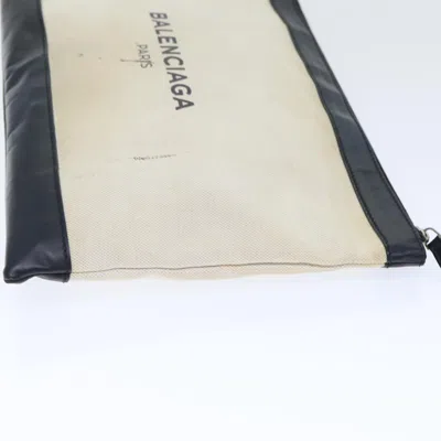 Pre-owned Balenciaga Navy White Canvas Clutch Bag ()
