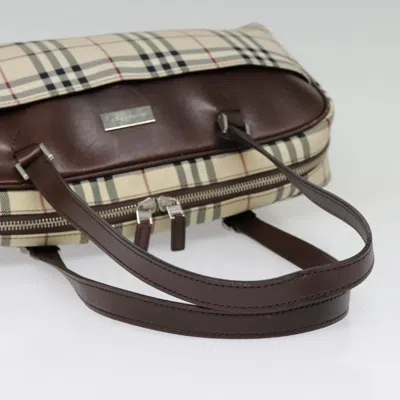 Pre-owned Burberry Nova Check Beige Canvas Shoulder Bag ()