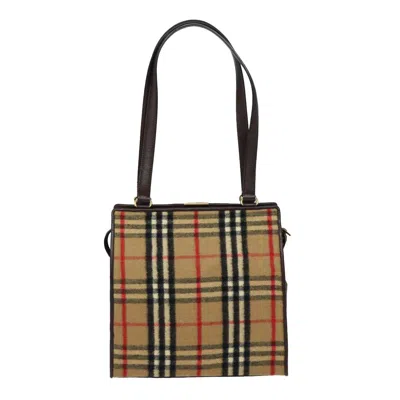 Pre-owned Burberry Nova Check Beige Wool Shoulder Bag ()