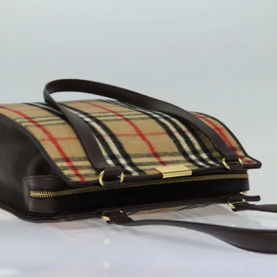 Pre-owned Burberry Nova Check Beige Wool Shoulder Bag ()