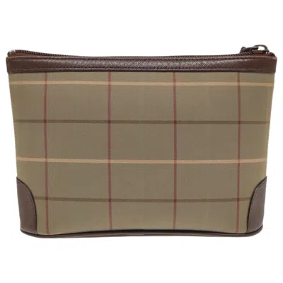 Pre-owned Burberry Nova Check Brown Canvas Clutch Bag ()