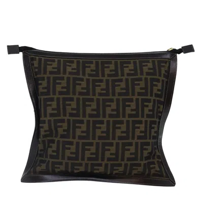 Pre-owned Fendi Zucca Brown Canvas Clutch Bag ()
