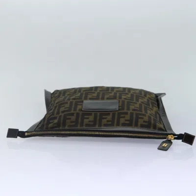 Pre-owned Fendi Zucca Brown Canvas Clutch Bag ()