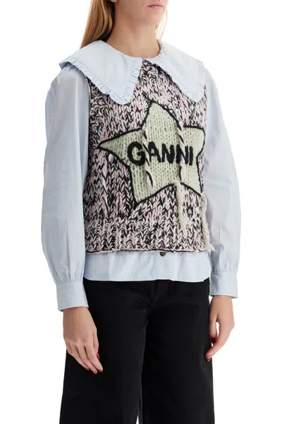 Ganni Woolen Vest With Inl In Pink