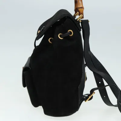 Pre-owned Gucci Bamboo Black Suede Backpack Bag ()