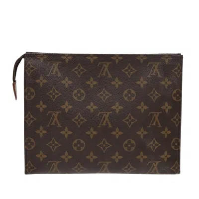 Pre-owned Louis Vuitton Poche Toilette Brown Canvas Clutch Bag ()