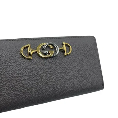 Gucci Women's Zumi Grey Leather Zip Around Wallet With Metal Gg Logo In Gray