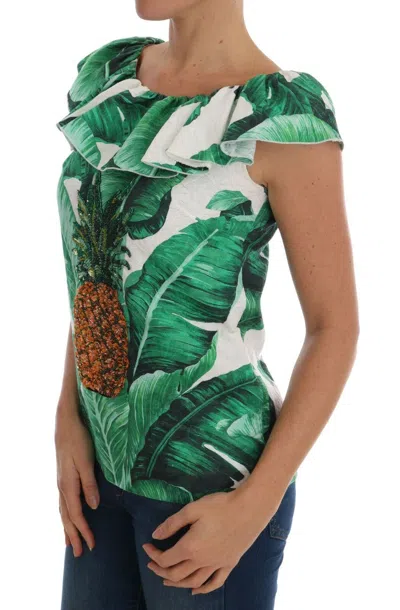 Dolce & Gabbana Elegant Sequined Pineapple Blouse In Green