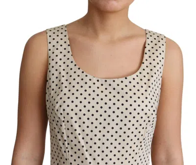 Dolce & Gabbana Beige Polka Dotted Cotton A-line Dress In Beige