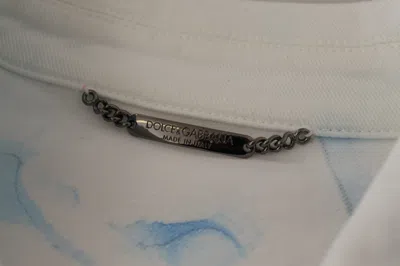 Dolce & Gabbana Multicolor Logo Embroidered Denim Jacket In White