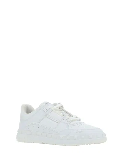 Valentino Leather Freedots Sneakers Studded Detailing In White