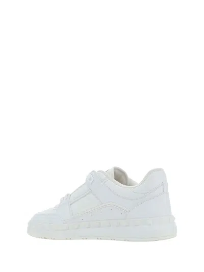 Valentino Leather Freedots Sneakers Studded Detailing In White