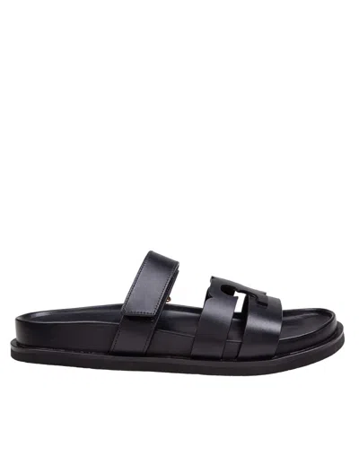 Tory Burch Sport Slide Leather Sandals In Black