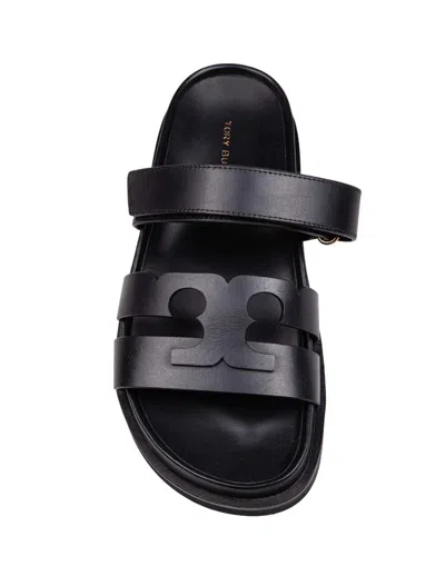 Tory Burch Sport Slide Leather Sandals In Black