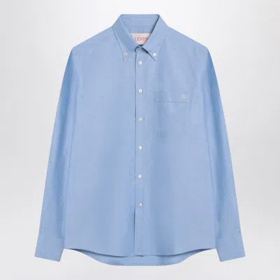Valentino Camicia Maniche Lunghe Vlogo Signature Shirts Light Blue In Blue