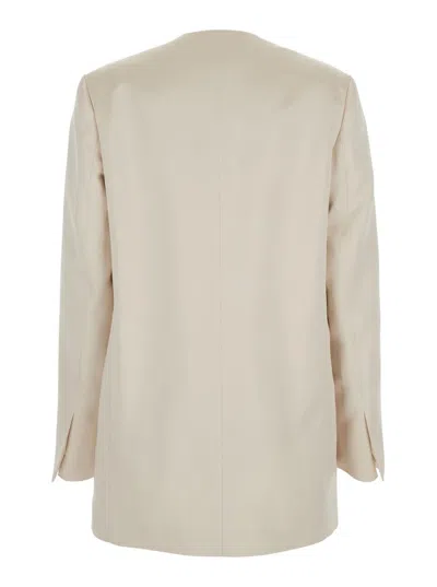 Philosophy Di Lorenzo Serafini White Double Breasted Jacket With Chest Pocket In Acetate Fabric Woman In White