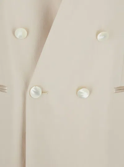Philosophy Di Lorenzo Serafini White Double Breasted Jacket With Chest Pocket In Acetate Fabric Woman In White
