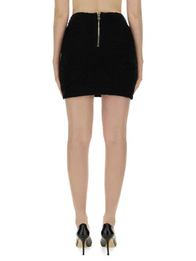 Balmain Black Pencil Mini Skirt With Jewel Buttons