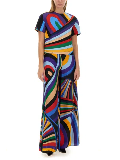 Emilio Pucci Cropped Crew Neck Short Sleeves Patterned Top