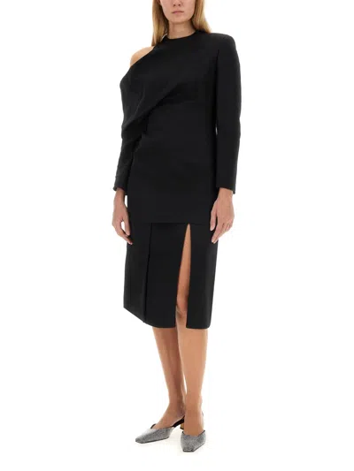 Khaite Kidd Pleated Leather Midi Skirt