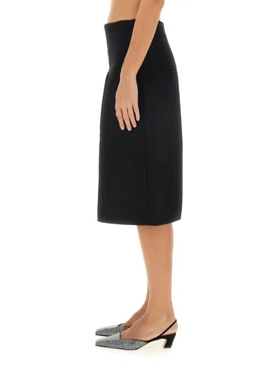 Khaite Kidd Pleated Leather Midi Skirt