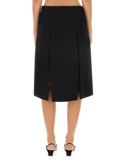 Khaite Kidd Pleated Leather Midi Skirt