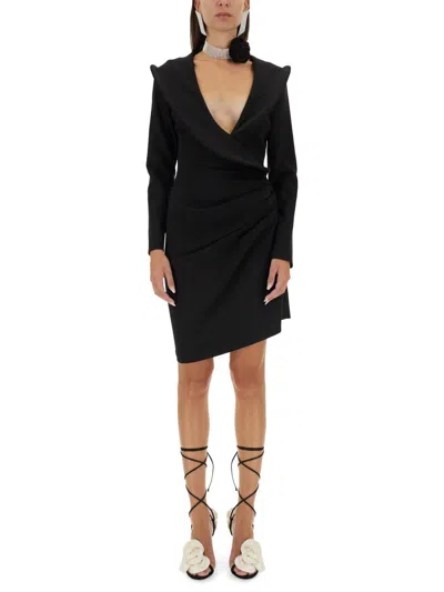 Magda Butrym Sculptural Mini Dress Featuring V-neckline