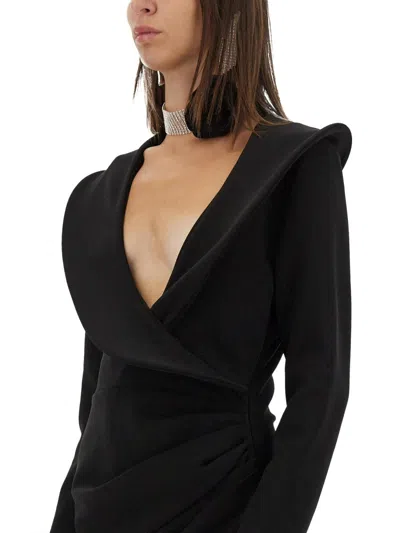 Magda Butrym Sculptural Mini Dress Featuring V-neckline