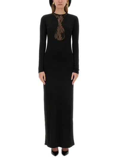 Nina Ricci Long Dress With Lace Inserts