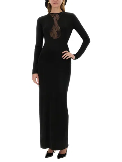 Nina Ricci Long Dress With Lace Inserts