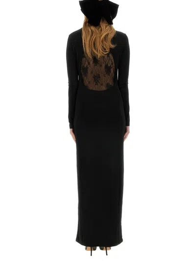 Nina Ricci Long Dress With Lace Inserts