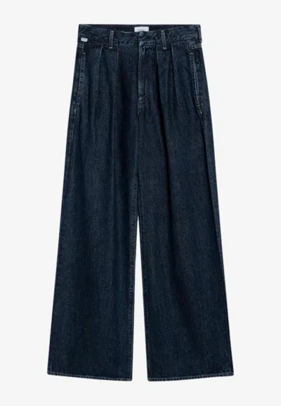 Citizen Of Humanity Citizens Of Humanity Dark Wide Jeans With Pleats In Blue