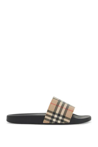 Burberry Furley Vintage Check Slides In Beige