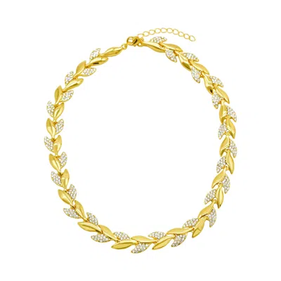 Adornia Crystal Leaf Necklace In Gold